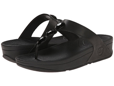 FitFlop Petra Black Jeweled Thong Sandal Slip On Size US 10