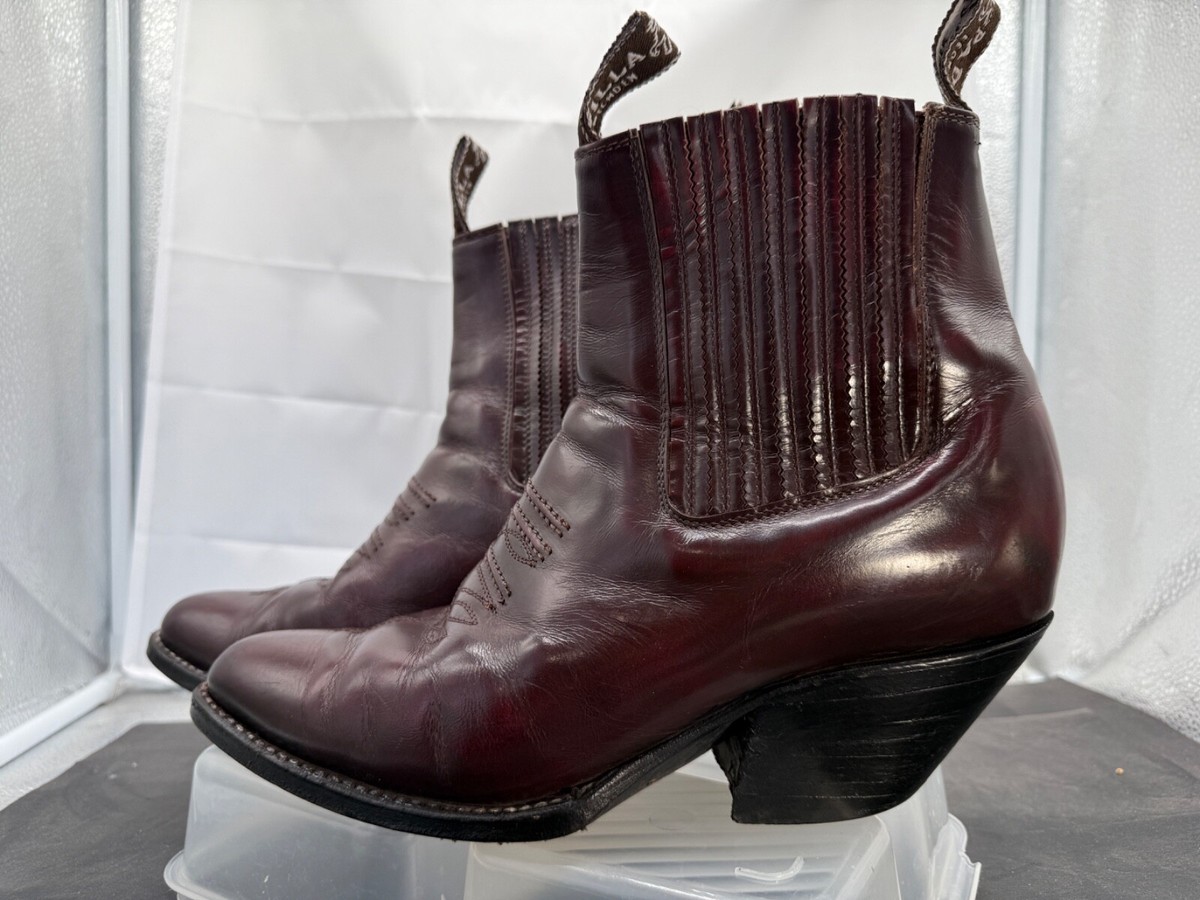 PADILLA ANKLE COWBOY BOOTS MENS 10 D SHORTY CORDOVAN BURGUNDY