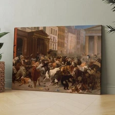 The Bulls And The Bears In The Market 1879 Finance Canvas Wall Art Print