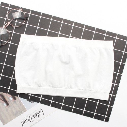 Ladies Plain Printed Boob Tube Strapless Bandeau Elastic Stretch Bra Crop Top - 第 9/11 張圖片