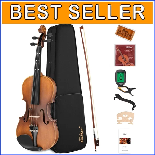 High-Quality 4/4 Violin Set - Matte Finish, Finger Guide, and Extra Strings