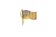 14k Yellow Gold American Flag Tie Tack