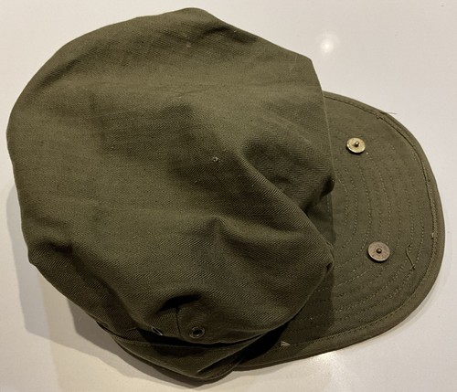 Original Segunda Guerra Mundial Ejército de EE. UU. MÉDICO HBT ESPIGA SARGA GORRA OD & INSIGNIAS Cinta - Imagen 4 de 6