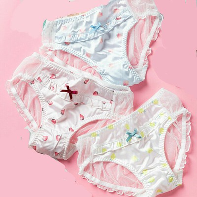 3 PCS Japanese Kawaii Mori Girls Underwear Transparent Panties Low Waist Briefs