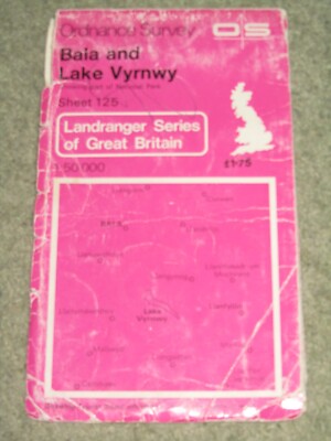 OS Ordnance Survey Landranger Map Sheet 125 Bala & Lake Vyrnwy - 1980