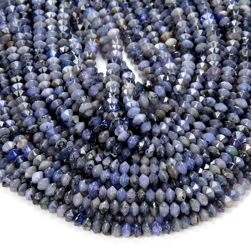 4X3MM Iolite Gemstone A Bicone Faceted Rondelle Saucer 15 inch (80015385-P46) - Picture 2 of 3