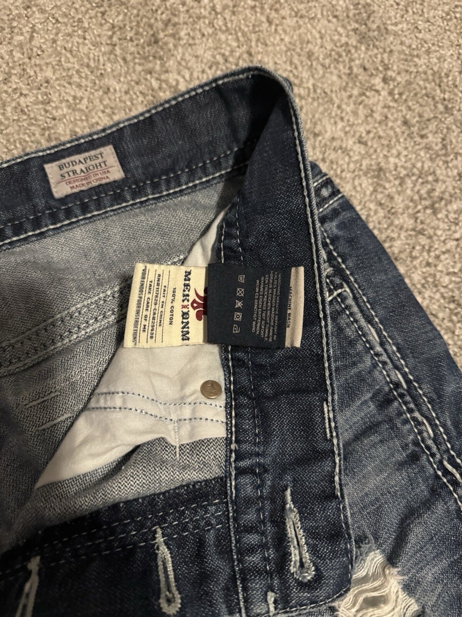 M. Mek Dnm Budapest Straight Jeans Men's 34X34 Button Fly Flap