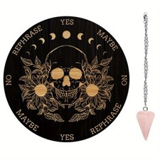 1set Wood Pendulum Board 1pc 304 Stainless Steel Cable Chain Necklaces