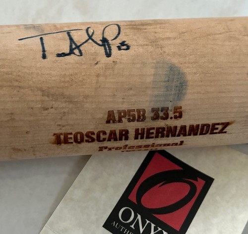 TEOSCAR HERNANDEZ SIGNED GAME USED BAT DODGERS AUTHENTIC ONYX & PSA/DNA - Picture 16 of 23