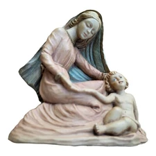 Vintage Virgin Mary Madonna Child Religious Statue Figure Italy Signed Bertagna 