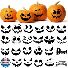 DERAYEE 24PCS Pumpkin Decorating Stickers Craft Kits, Fun Pumpkin Face Sticke
