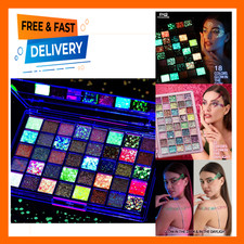 Face Glitter Palette with Glow in the Dark and Vibrant Daylight Colors, Body and