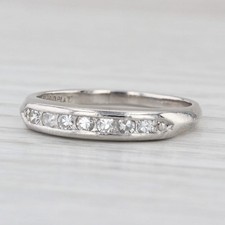 0.18ctw Diamond Wedding Band Platinum Ring Size 6.25 Stackable