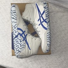 Asics Aggressor 5 Wrestling Shoes White Blue Size 11.5 Rare Vintage