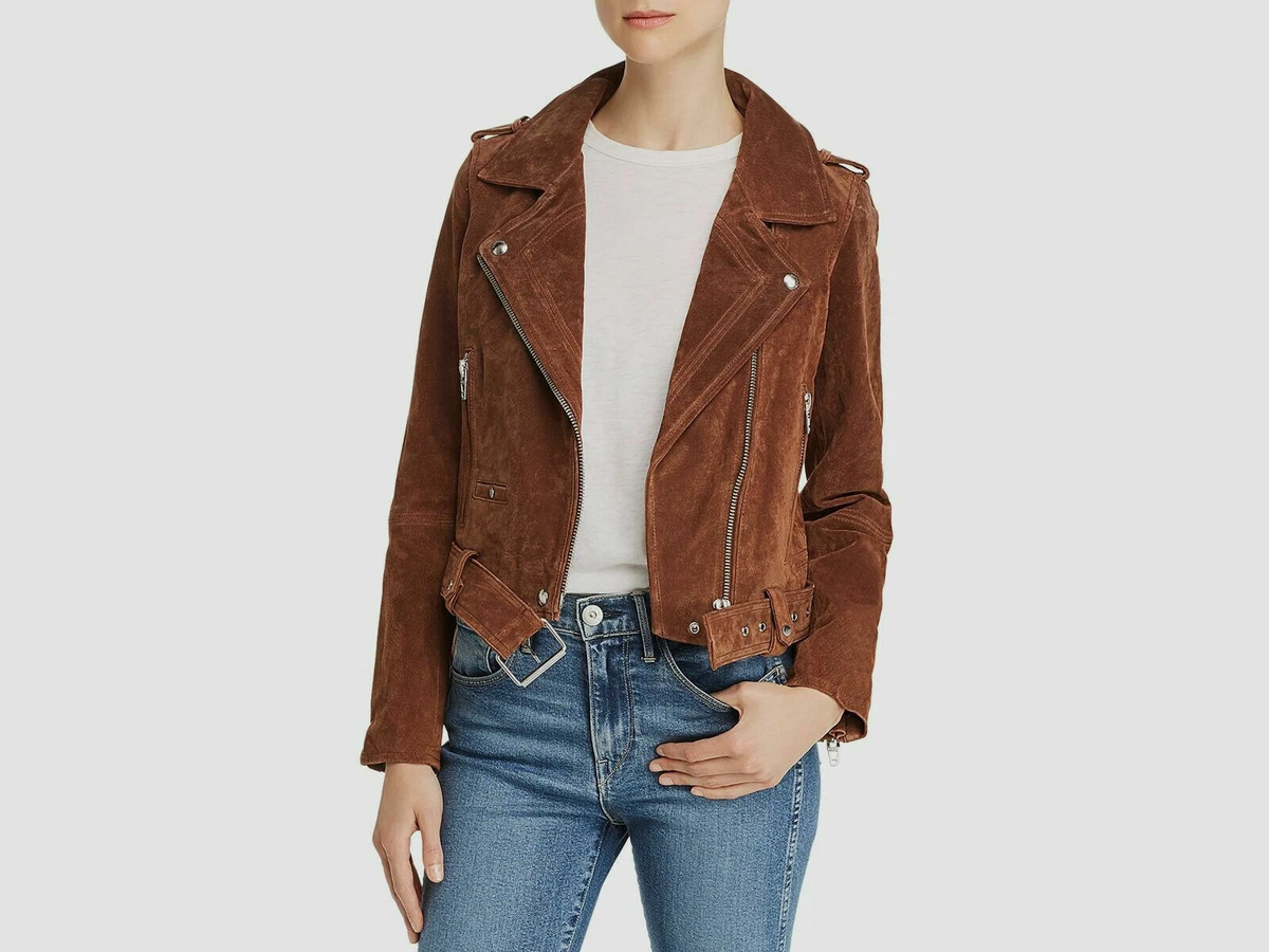 Giacca Invernale Donna In Finta Pelle Scamosciata - Blazer Risvolto Vintage, Maniche Lunghe, Marrone - 5