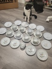 Spode China Queen's Bird Lot Of 9 Tea Cups 12 Saucers EXTRA 8 Green Stamp Plates