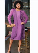 24W PLUS Ashro Purple Formal Wedding Party Church Lelina Pearl Mesh Jacket Dress