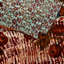 Vintage Sari Multi Pure Crepe Silk Printed Saree 5yd Sewing Floral Soft Fabric