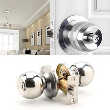2X Stainless Steel Round Knobs Privacy Passage Entrance Lock Door Entry with Key