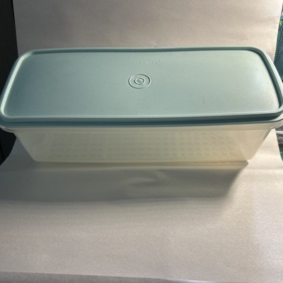 Vintage Tupperware 782 Easy Crisp Veggie Bread Keeper Pastel Mint Teal Lid Retro
