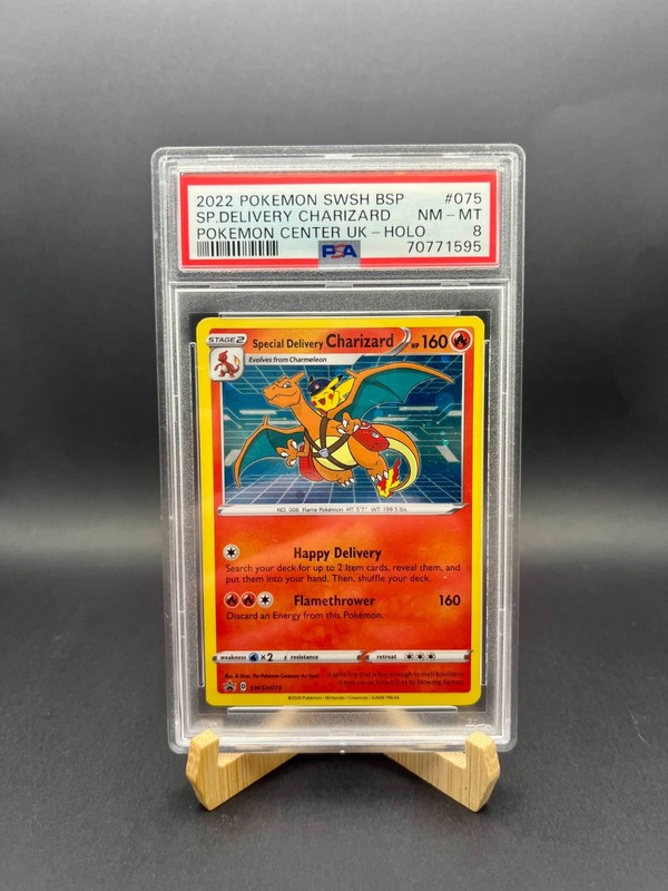 PSA 8 Special Delivery Charizard SWSH075 Black Star Promo – PC Exclusive - TCG