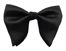 Lovacely Mens Oversized Satin Silk Bow Tie Solid Color One Size, C- Black 