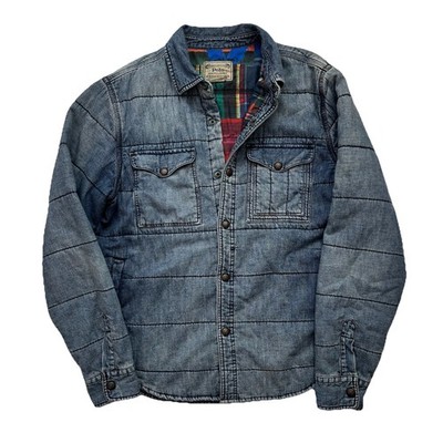 Polo Ralph Lauren Denim Aztec Lined Overshirt M Indigo Puffer Quilted
