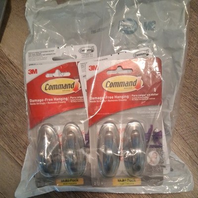 Command Medium Sized Traditional Decorative Hooks Nickel 4 packs !