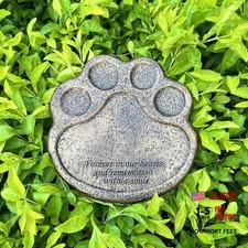 Paw Print Pet Memorial Garden Stone and Sympathy Poem Pet Grave Headstone