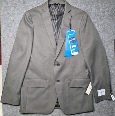 Men's Haggar The Active Series Blazer Slim Fit Gray Suit Jacket 38R NWT Stretch