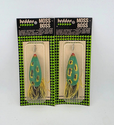 (2) Vintage Heddon Moss Boss Top Water Fishing Lures Lot of 2 - 3/8 oz Frog