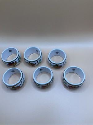 Royal Worcester Evesham Gold SET Of 6 Porcelain NAPKIN RINGS ENGLAND