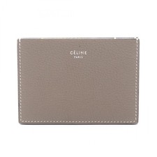CELINE Card Case leather Gray Used Women