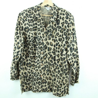 Vintage Medium Blouse Silk 90s Cheetah Print Officecore Luxury Minimal Capsule
