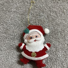Vintage Flocked Dancing Santa Claus Christmas Decorations Japan