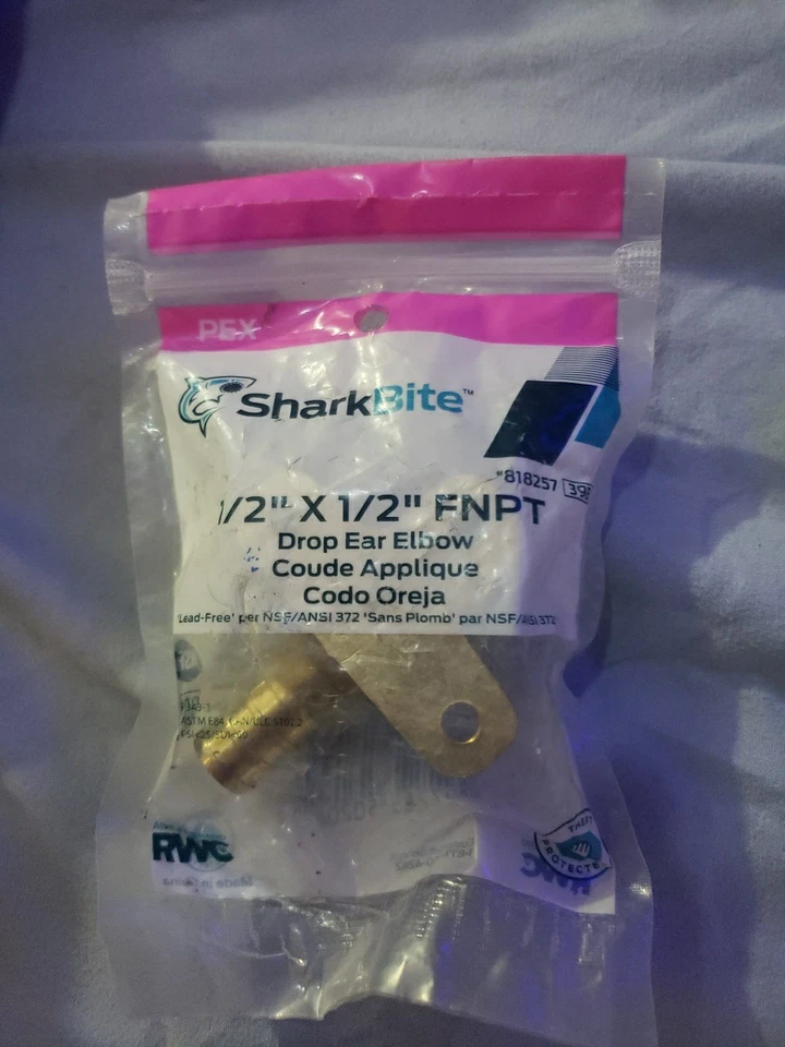 Sharkbite 1/2 x 1/2 FNPT Brass PEX Drop-Ear Elbow Crimp Fitting - Image 2 of 4