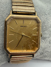 Vintage Men's Seiko Tank 5P31-5C50 Gold Tone Quartz Watch New Battery
