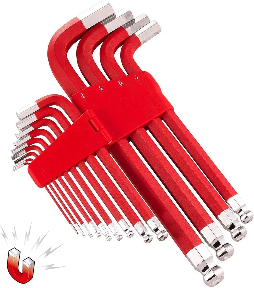 13-Piece SAE Jumbo Long Point Magnetic Hex Key Wrench Set - Durable Precision - Image 3 of 4