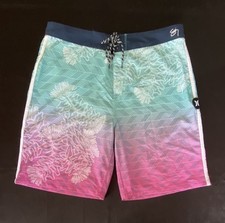 Hurley Phantom Pink Blue Board/Swim Shorts, A Grade, Men's Size 32