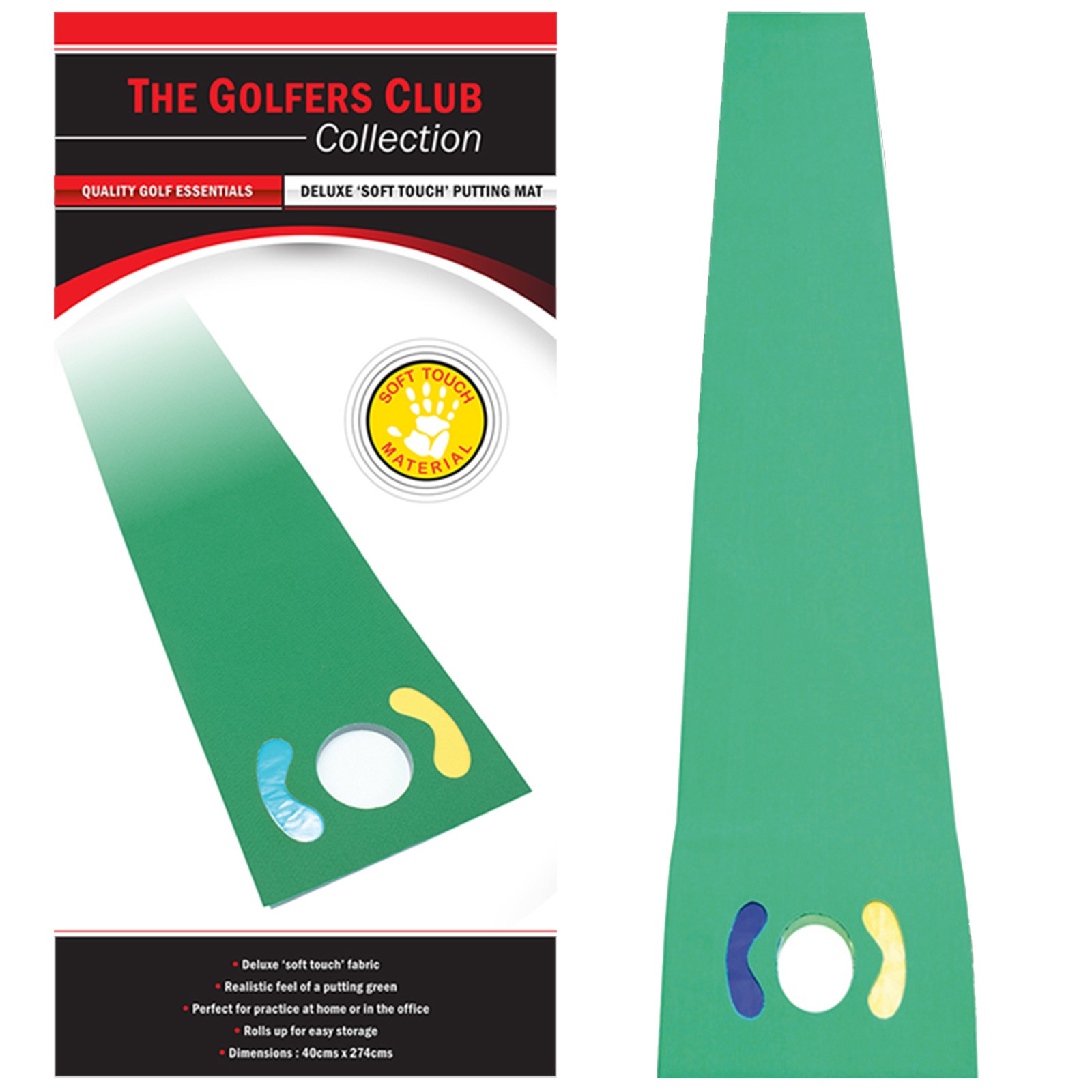 Golfers Club Collection Deluxe Putting Mat With Hazards 9ft Long Easy Roll Up