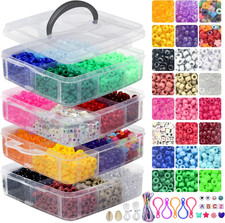 4600 Pcs Pony Beads Kit, Kandi Hair Rainbow Beads Plastic Bead for Craft 6 X 9Mm