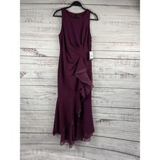 Adrianna Papell Dress Women's 10 Cabernet Ruffle Crepe Halter Gown AP1E210658