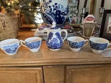 Antique Blue and White Chinoserie TransferWare Tea Set Masons England 19th C