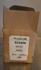 #8x1/2" White Hex Washer Head Screws Steel Zinc Plated 1000 Pcs (1/4" AF)Slotted