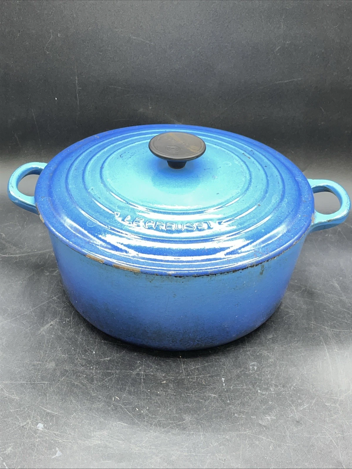 Le Creuset #26 Dutch Oven Blue 5.5 Qt VTG With Box
