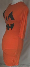 Orange Pumpkin Print Halloween Bodycon Dress Size 12