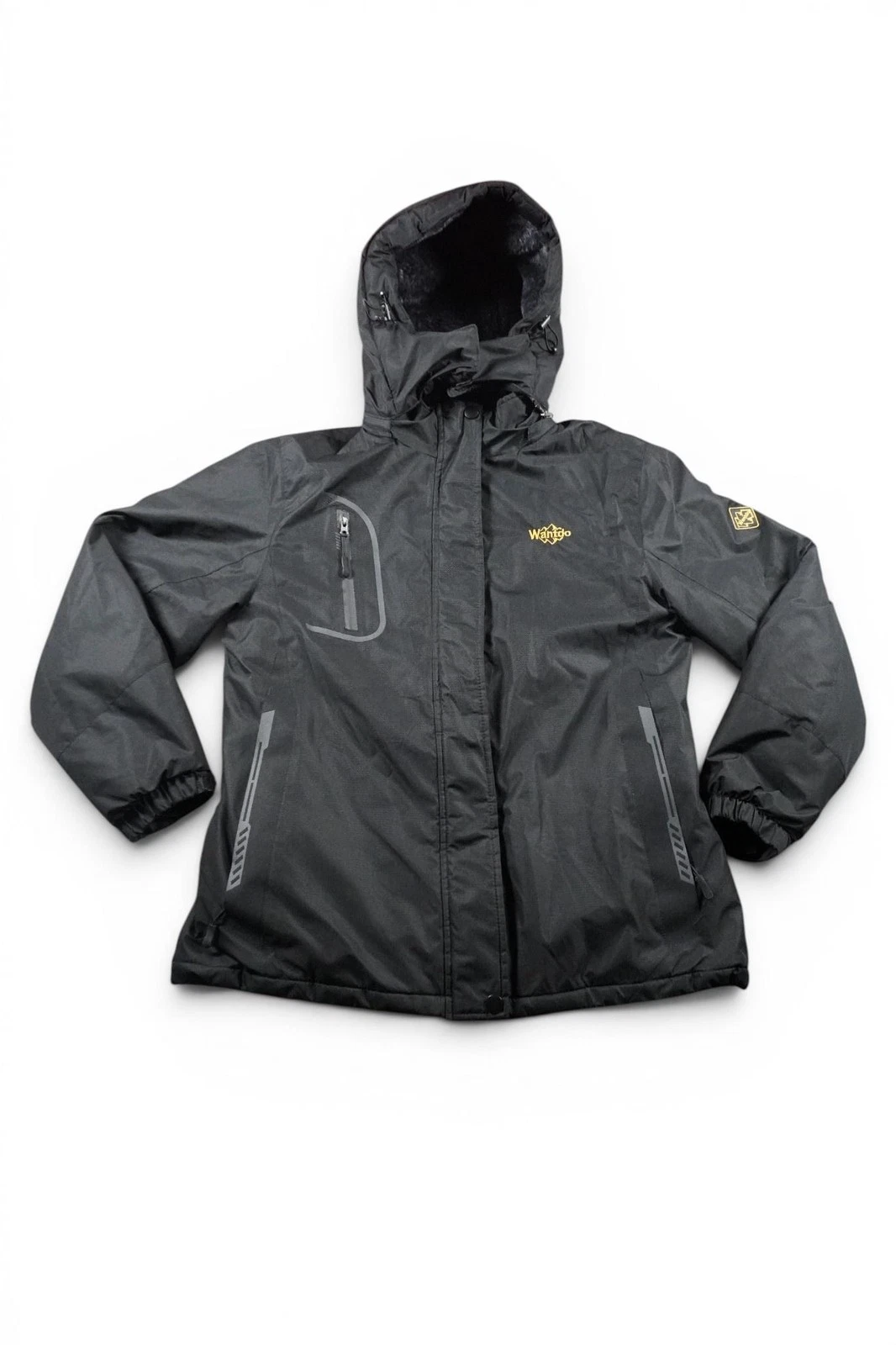 Wantdo Jacket Mens Medium Black Hooded Fleece Lined Ski Snow Winter Waterproof