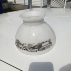 Vintage CURRIER and IVES 8" Milk Glass Shade Winter Farm Scene Lampshade