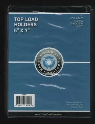 COLLECT SAVE PROTECT 25 (1 Pack) CSP 5x7 Toploaders 5" x 7" Top loader Rigid Card Holders Photo