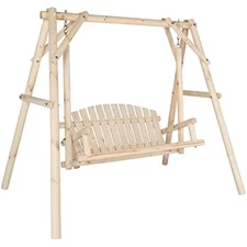 Heavy duty 880 lbs wooden patio porch swing with a-frame stand, hangin